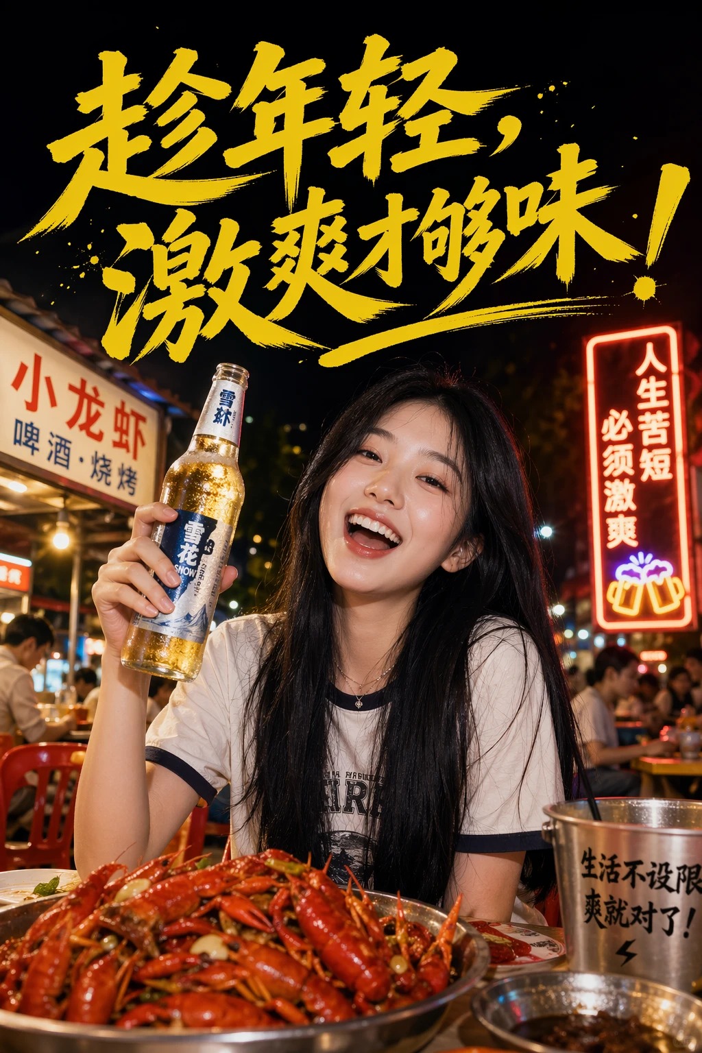 生成一张海报图片，图片人物是一个19岁的中国少女，...